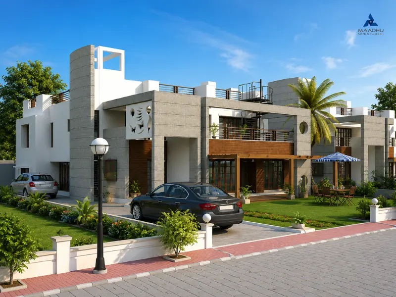 3D Exterior Bungalow Design