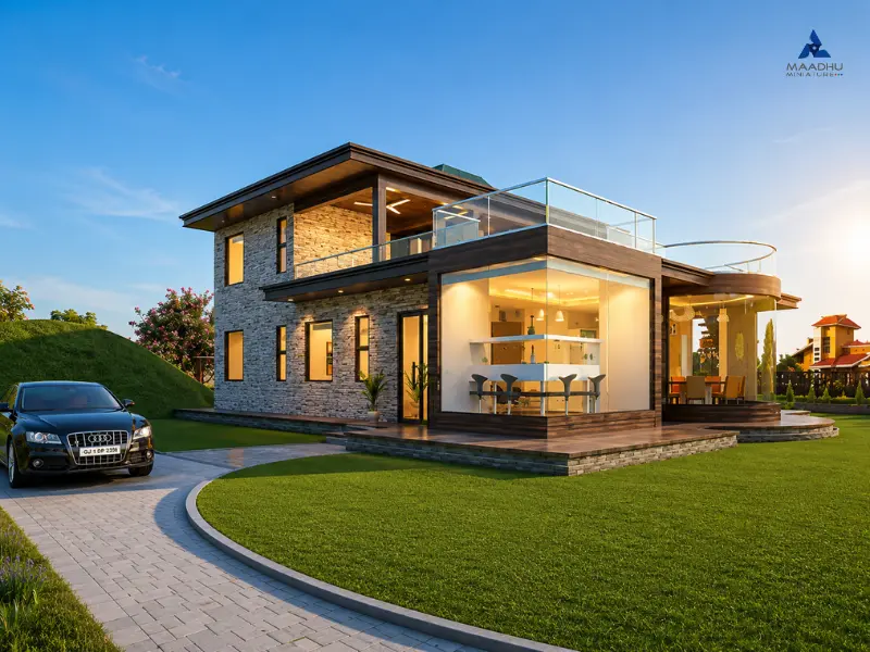 Exterior CGI View Design Rendering for Residential House