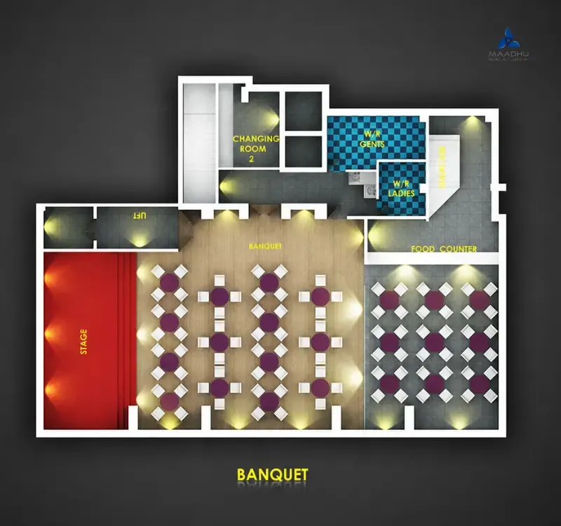 Top View 3D Floor Plan Banquet Design